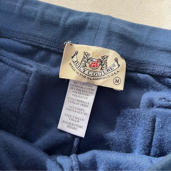 Juicy Couture Flare Pants Navy Blue Y2K Vintage Terry Cloth Size Medium - Picture 3 of 4